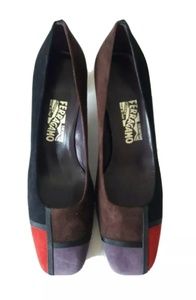 Salvatore Ferragamo Nero Suede Kid Heels